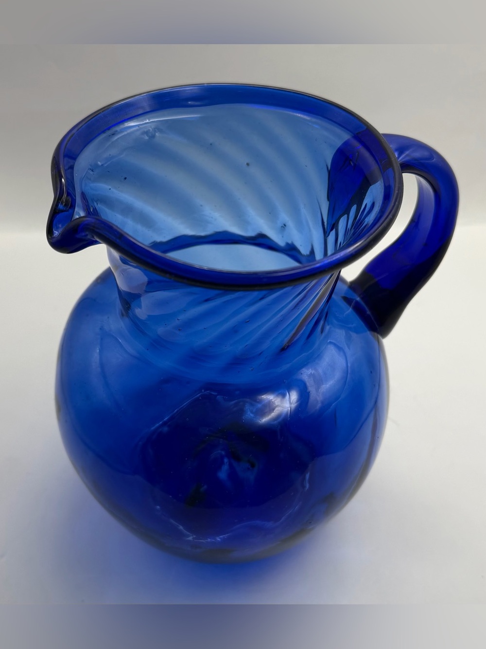 Hand Blown Cobalt Blue Glass Pitcher